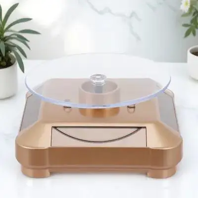 

Rotating Display Stand with 4 Side Solar Panels 360 Degree Auto Rotation LED Lighted Turntable for Jewelry Watch Phone Display