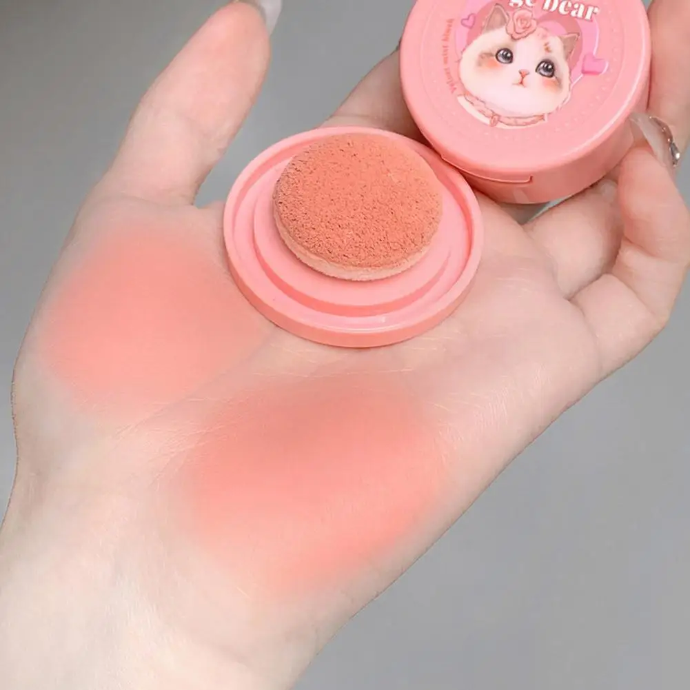 Fard viso rosa fragola Matte Natural Cheek Tint Brightening Cosmetics Hachimi Cat girl's Beauty Makeup Sponge Blush Mud