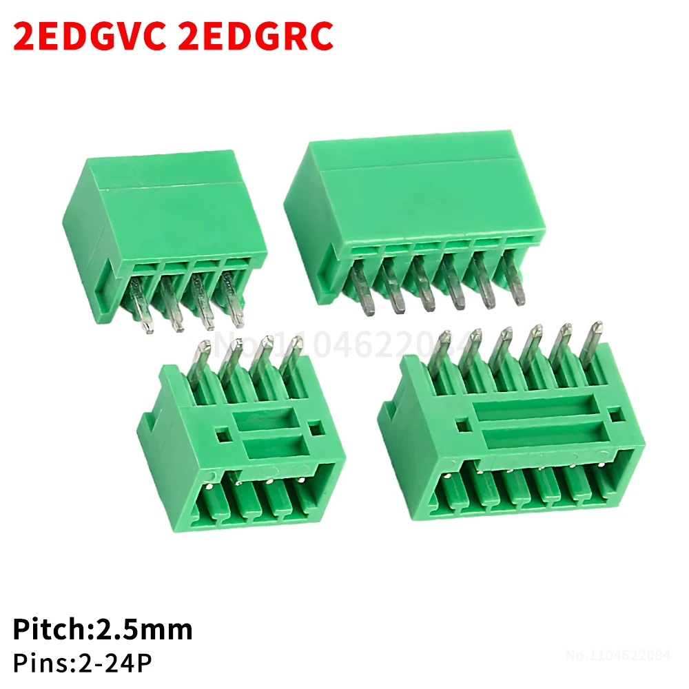 (10 Pcs) 2EDGVC 2EDGRC 2.5mm Straight Pin/Right Angle Small Pitch PCB Soldering Terminal Miniature Solder Board 15EDGVC/RC 2.5
