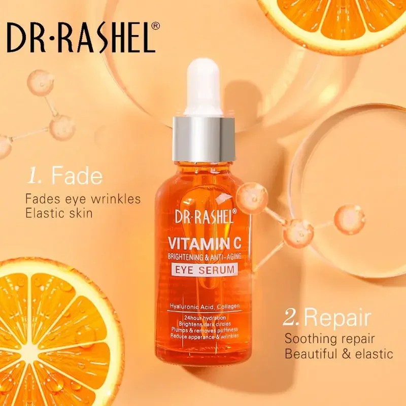 DR.RASHEL Vitamin C Eye Serum Remove Dark Circles Eye Bags Anti-wrinkle Eye Cream Collagen Hyaluronic Acid Brighten Anti-aging