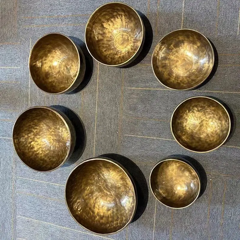 Handmade Buddhist sound bowl 7 sound bowl copper ornament full set collection