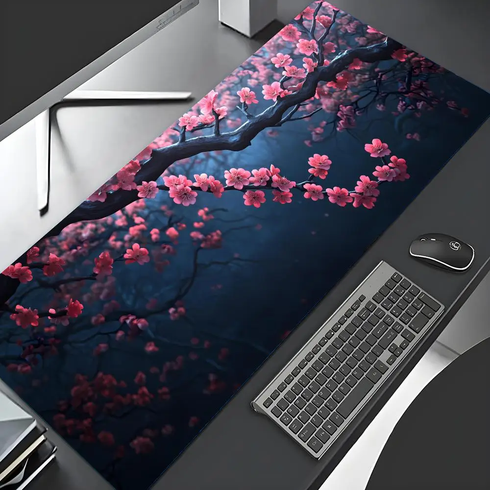 Japanese cherry blossoms Mouse Pad Hot Computer Office Game Table Mats Rubber Anti-slip Laptop Keyboard Mousepads Long Desk Pads