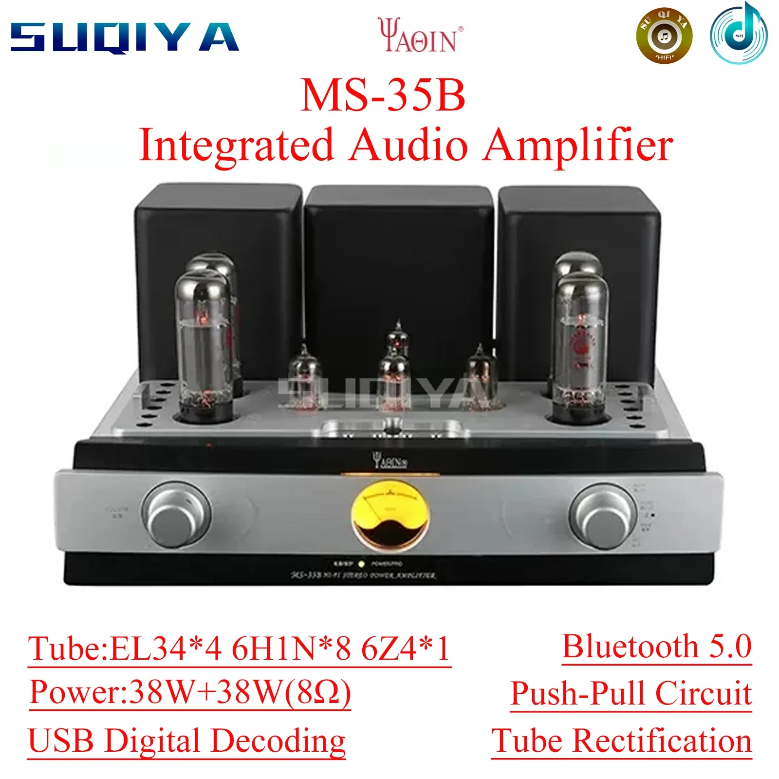 

SUQIYA-YAQIN MS-35B Tube Amplifier EL34 Tube Amplifier Combined Audio Amplifier HiFi Bluetooth Fever Audio