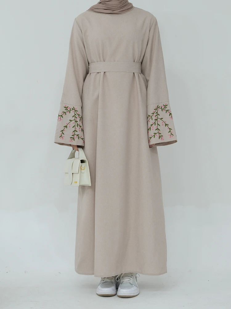 Robe musulmane brodée florale pour femmes, Abayas à lacets, Robe longue arabe, Robe éducative, Eid, Maroc, Ramadan, Kaftan, Islam, Largo, Dubaï