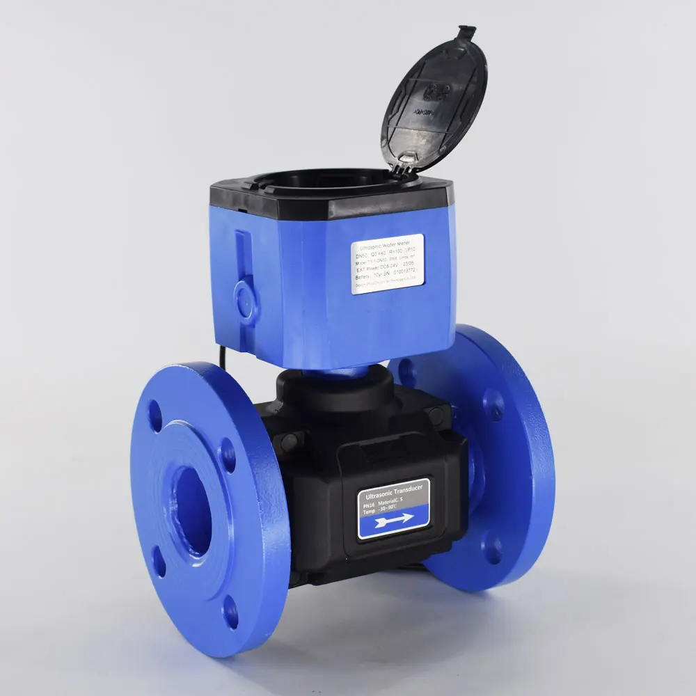 Ultrasonic Water Meter DN100 add pulse output Battery Supply Flange connection IP68 digital water flow meter