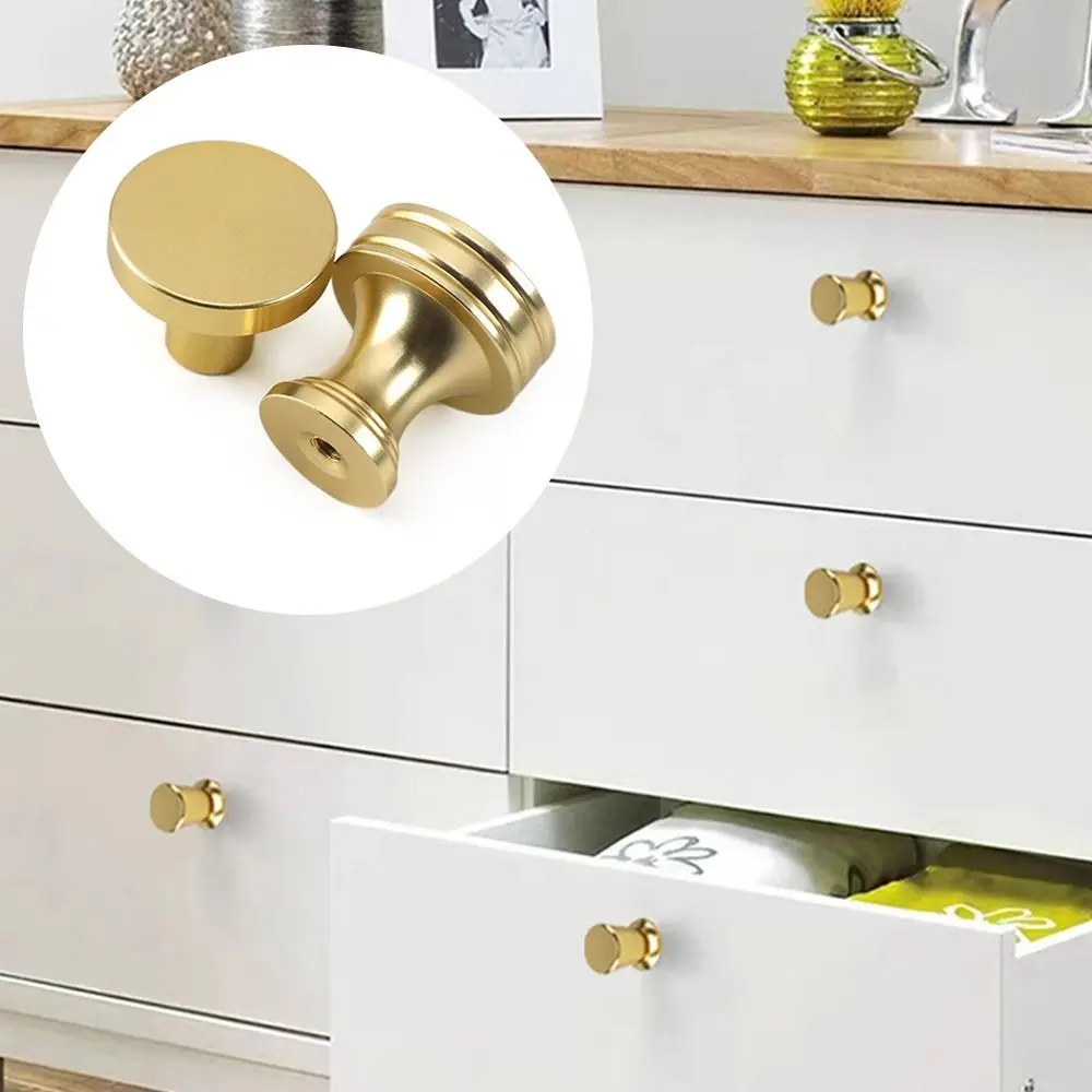 

Simple Knurled Cabinet Drawer Knob Gold Single Hole Design Cupboard Knob Round Modern Simplicity Hardware for Home