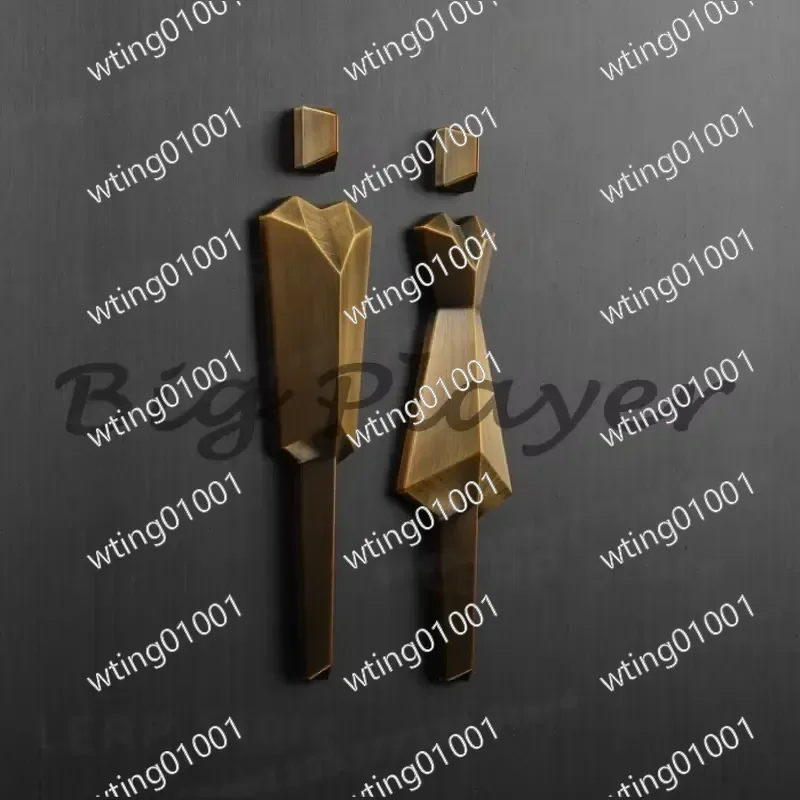 for Men Women Restroom Sign Metal WC Plate Hotel Bathroom Door Plaque Restaurant Guide Decor
