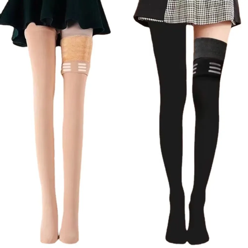 New Velvet Knee-high Socks with Silicone Pad Thick Over Knee Sock Keep Warm Anti Slip Long Tight Socks Fall Winter