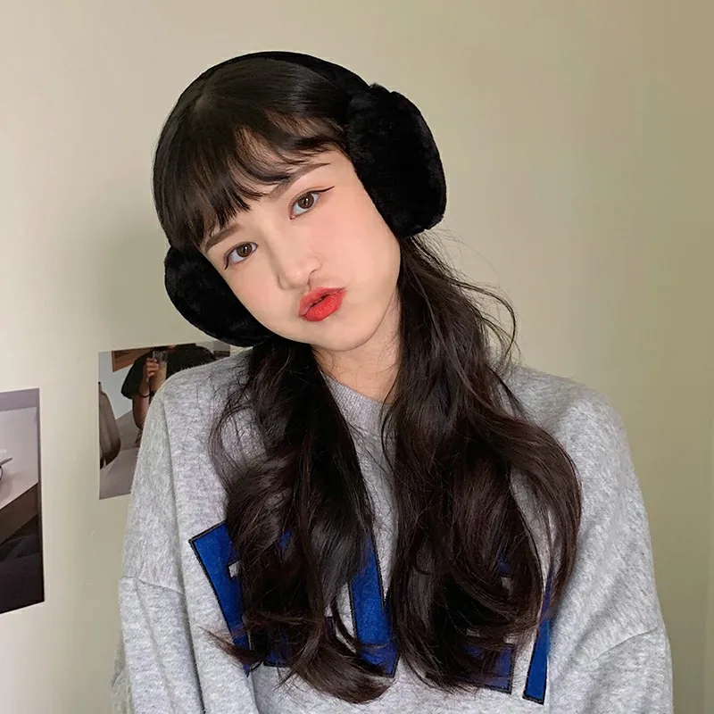 

Новые меховые однотонные женские наушники, осенне-зимние теплые мягкие женские складные наушники с антиприводом, милые наушники для девочек, простые, милые, уютные