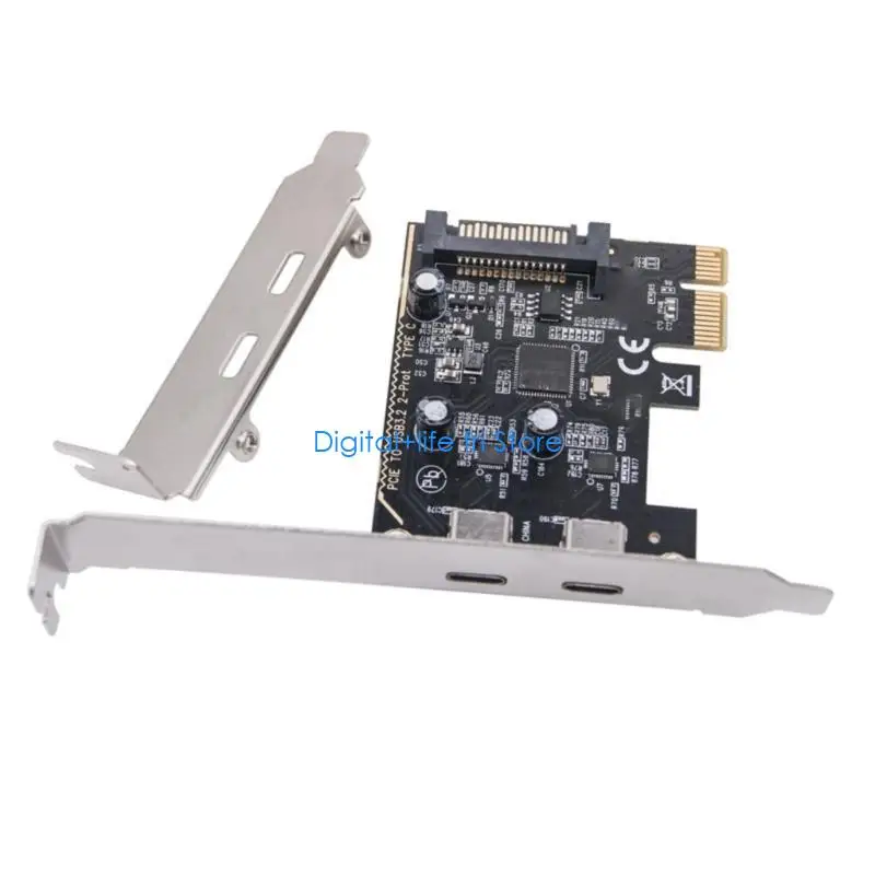 E06D PCIE to USB 3.2 GEN1 Expansion Card 5Gbps 2 Port Type C USB 3.2 GEN1 Card USB Front Panel Adapter for Desktop