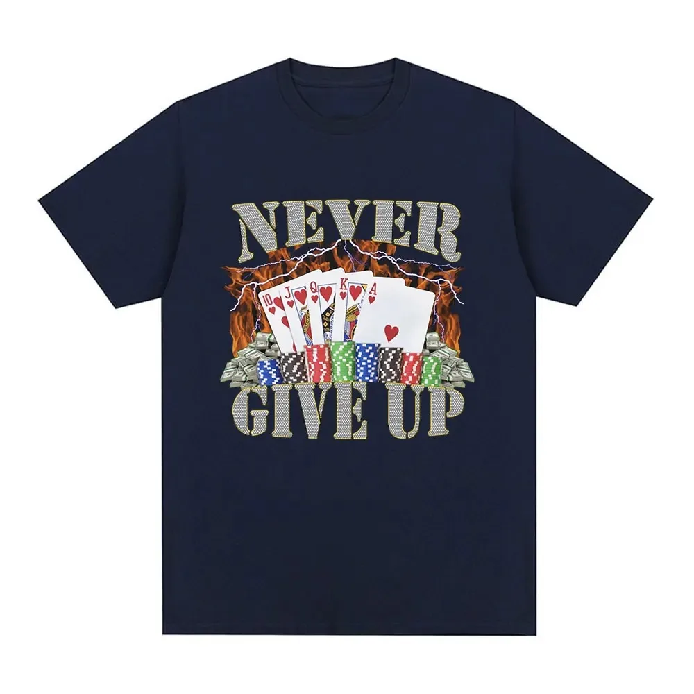 2024 Funny Never Give Up Meme Graphic T-shirt Men Clothes Fashion Hip Hop Vintage Short Sleeve T-shirts Cotton Tee Shirt