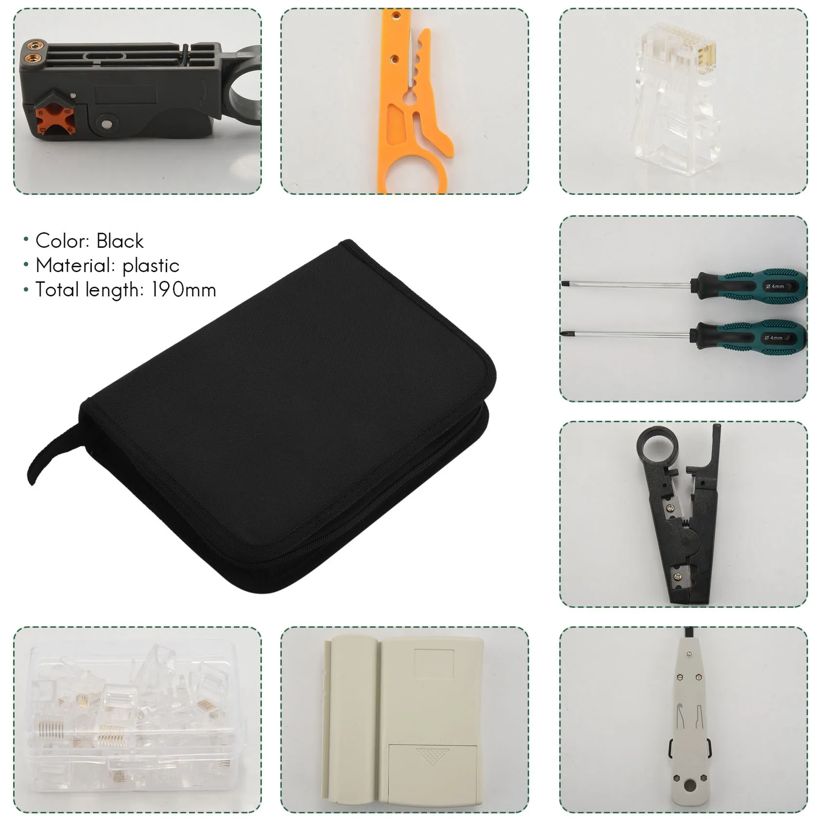 DSAOQ Netwerkkabel Reparatie Tool Kit Set Rj45 Rj11 Cat6 Kabel Tester Test Crimper Krimpen Onderhoud Stripper Tool Kit