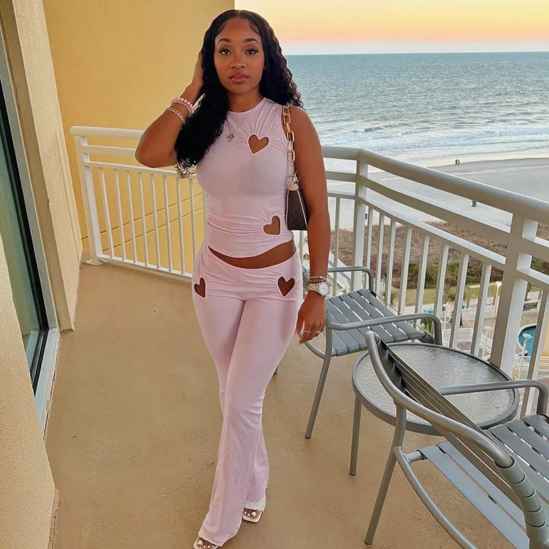 

Женский комплект из 2 предметов, летние новые повседневные жилеты без рукавов с круглым вырезом + узкие брюки с высокой талией, женская базовая уличная одежда