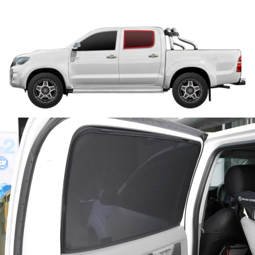 For Toyota HILUX VII Pickup Vigo 2004-2015 Magnetic Car Sunshade Rear Side Window Sun Shade Front Windshield Frame Curtain Visor