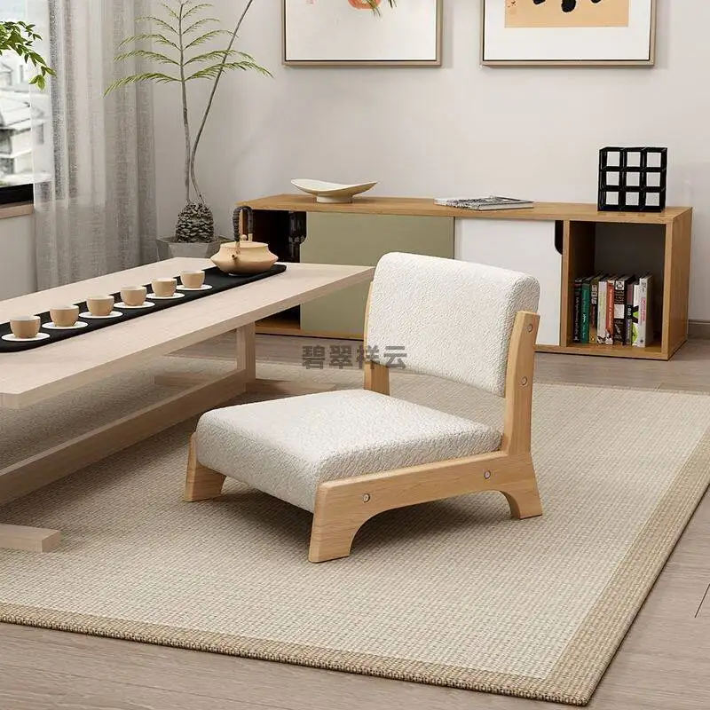 

Японское кресло-татами из массива дерева, низкий стул без ножек с подлокотниками для дома и японской комнаты