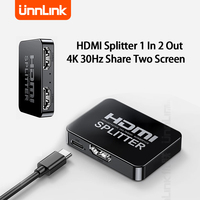 Unnlink 4K 30Hz HDMI Video Splitter 1x2 1 HDMI in 2 HDMI OUT 2 Monitors for TV Projectors Home Auto PS3 PC Laptop Monitor