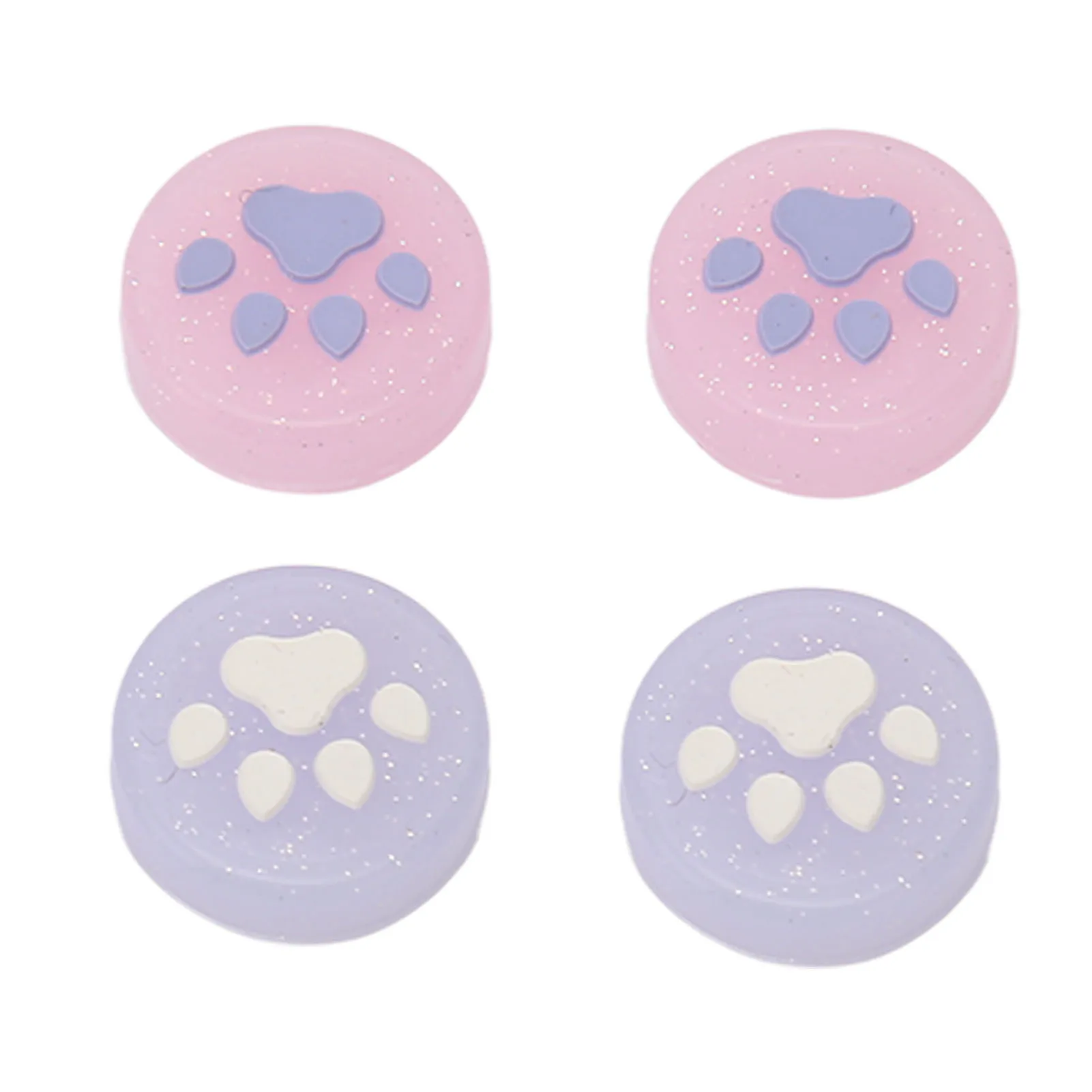 Joystick Cover Prevent Slip Glittering Cute Cat Paw Shape Silicone Thumb Grip Cover for Nintendo Switch for Switch Lite