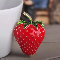Enamel Rhinestone Strawberry Brooches for Women Unisex Plant Pins Multi-color Available Office Party Accessories Gifts