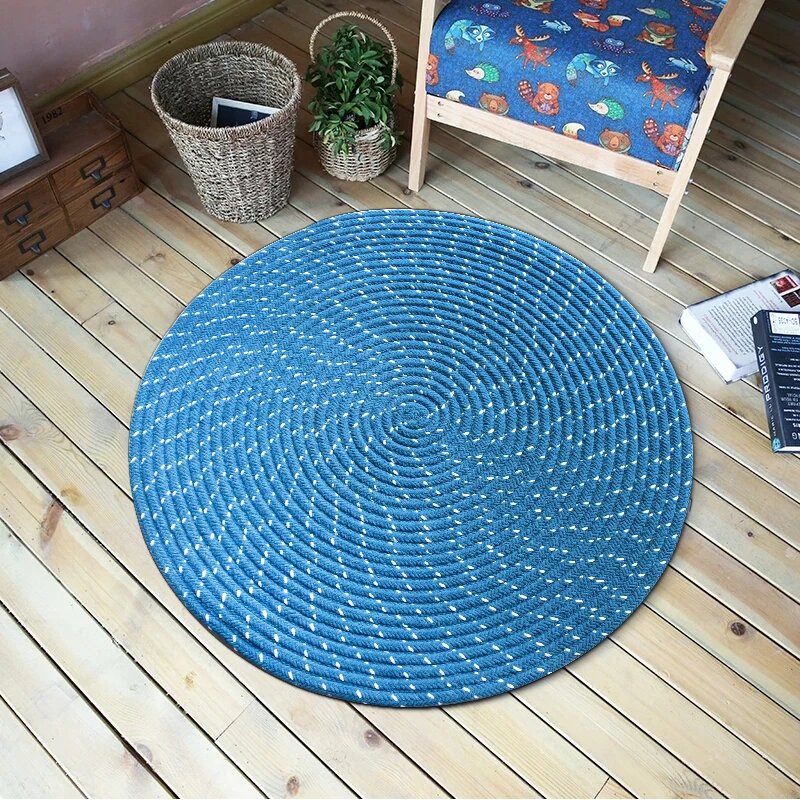 Chenille Hand Woven Carpet Japan Style Tatami Mats Round Rope Rug Beige For Home Decor Anti Slip Living Room Bedroom Chair Mat