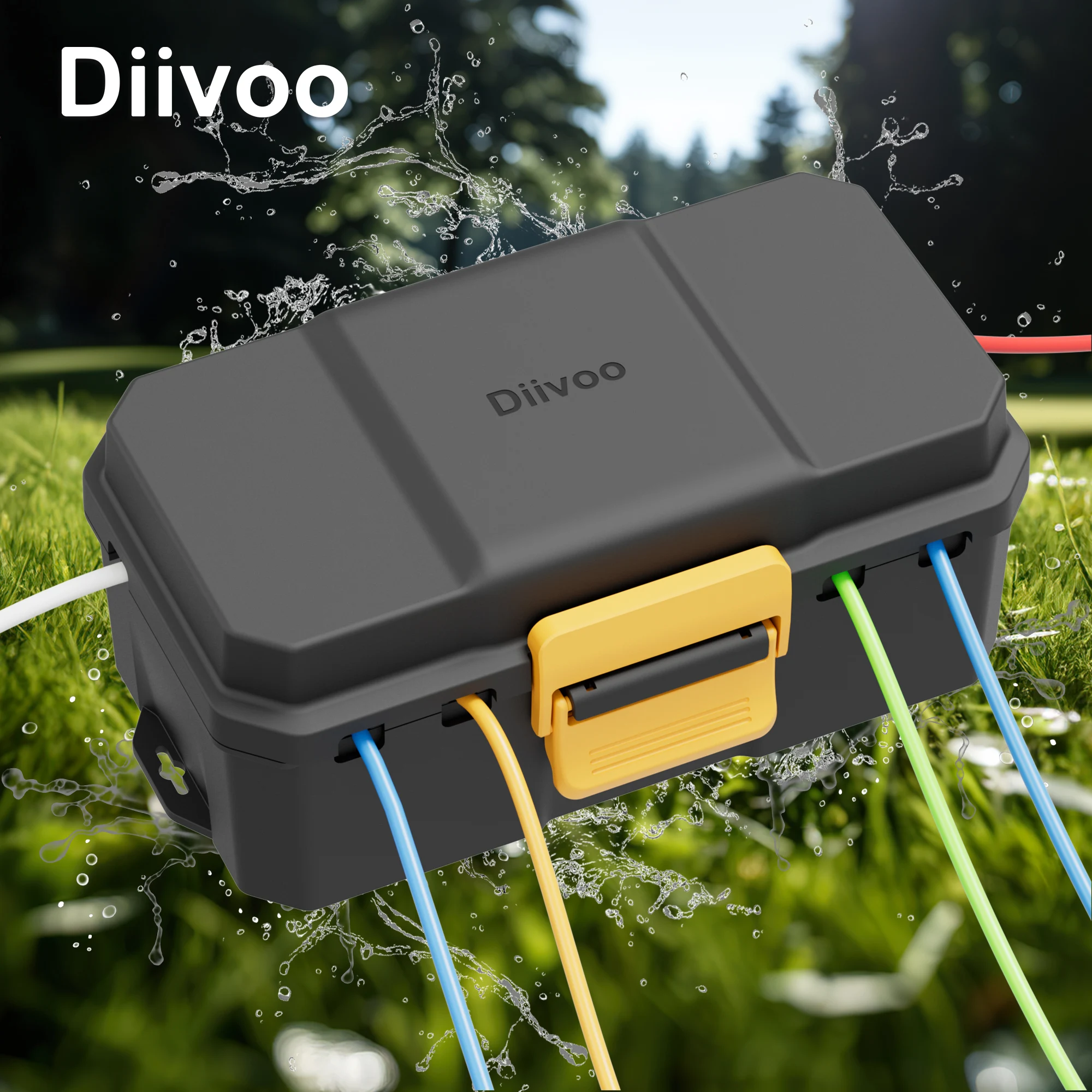 

Diivoo Outdoor Waterproof Electrical Box Outside 6 Cable Connection Socket Enclosure Protect Power Strip Timer Outlet Plug