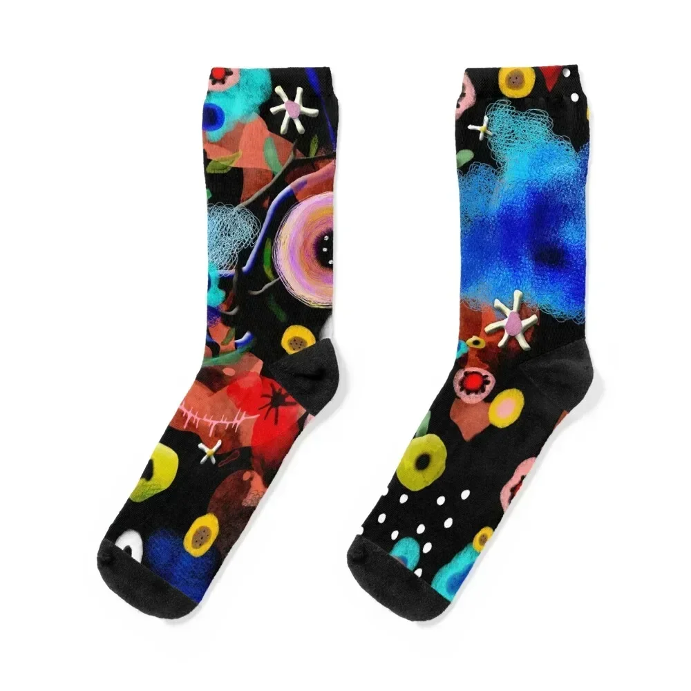 Black daisies heart swirls and happy night spring feelings Socks man compression sports and leisure shoes Socks For Women Men's