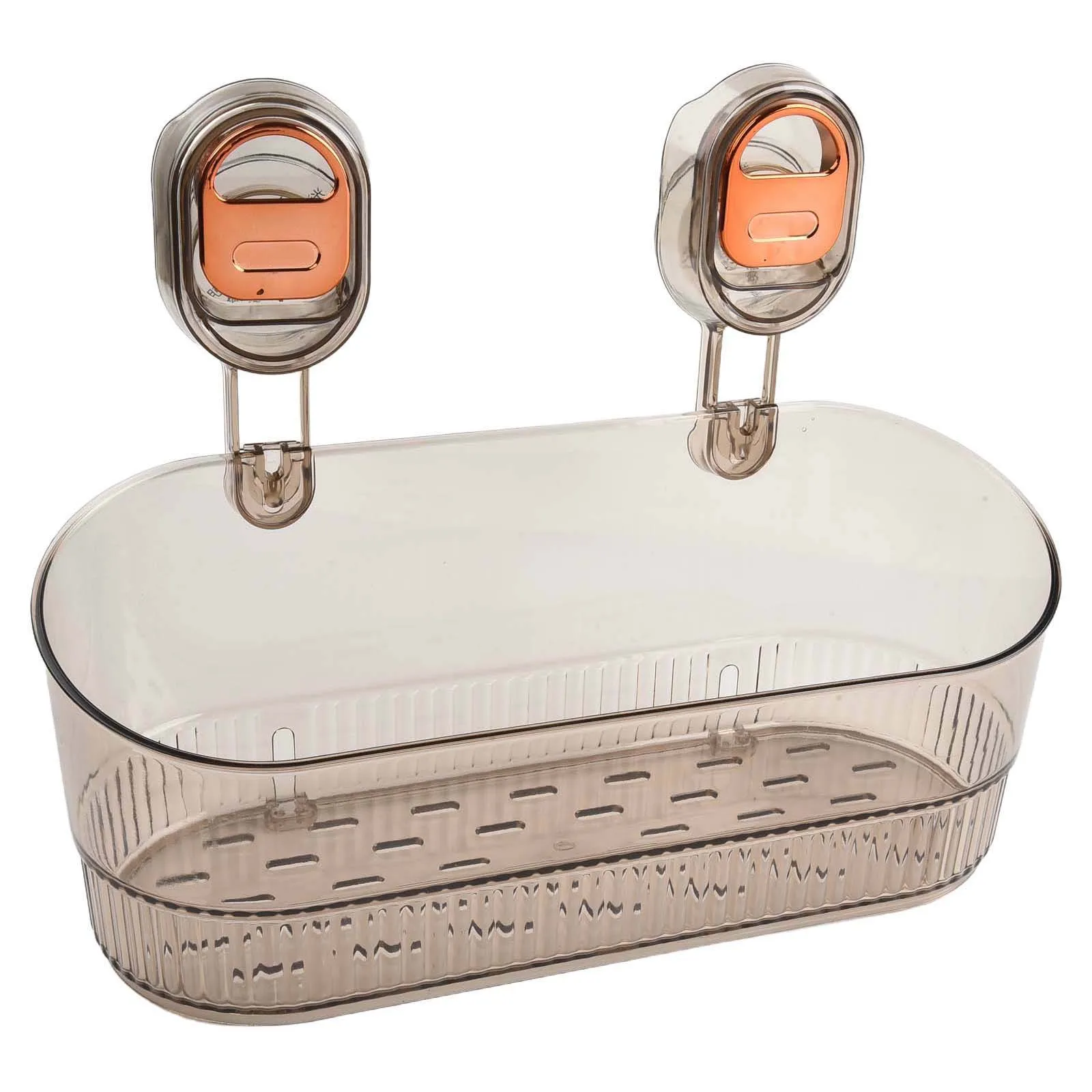 Brown Bathroom Suction Storage No-Drill Organizer Practical Dormitory Storage Travel Organizing Solution Unique Drain Design