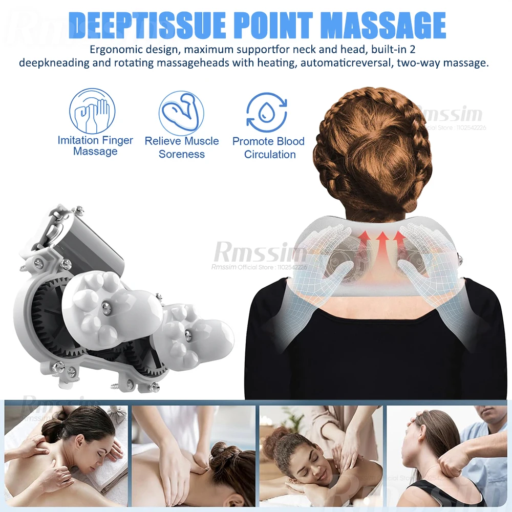 Portable U Shaped Pillow Electric Neck Massager With Heat Vibration 3D Kneading Shiatsu Massage For Pain Relief Fatigue