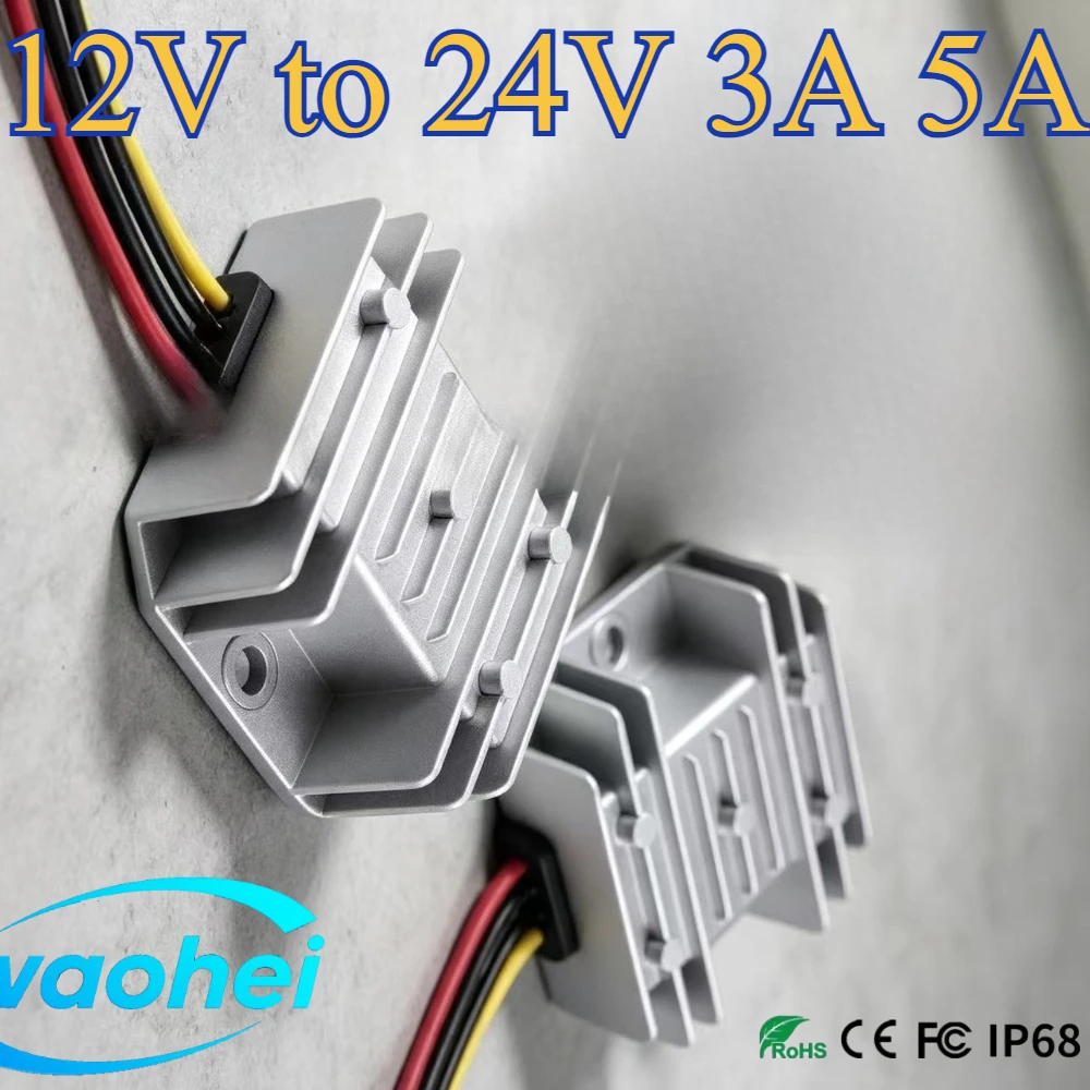 12V to 24V 3A 5A Step-up Converter Boost Regulator Voltage 12Volt to 24Volt for AUTOMOTIVES Car Truck Boat Power Supply CE ROHS