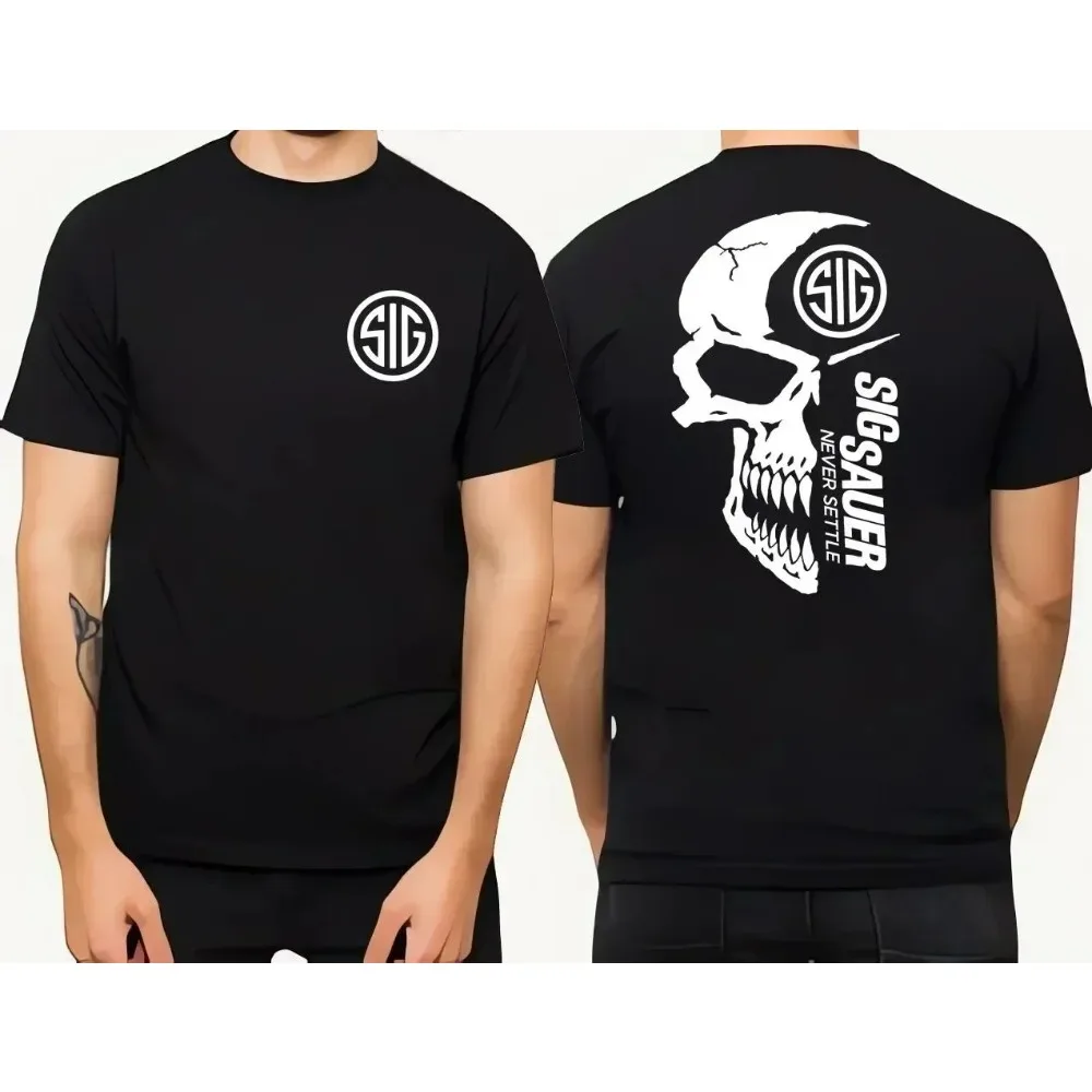 2024 Men's Sig Souer Gun Pattern T-shirt Germon Gun Ammunition Army Top Casual Military Police T-shirt Skull Pattern Tee