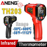 ANENG TH203 Smart Industrial Infrared Thermometer -50~600℃ Temperature Gun Reverse Color Screen VA Tester Meter Pyrometer Tools