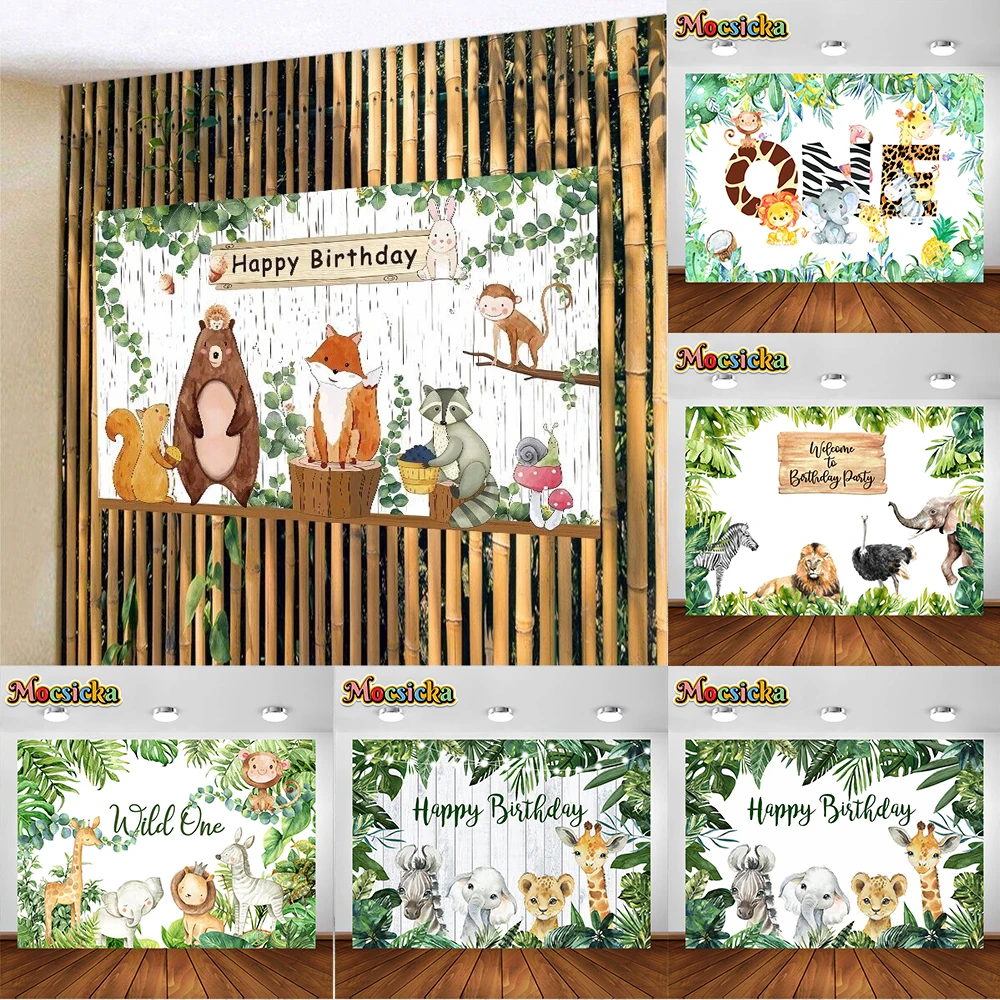 Tropical Jungle Safari Photography Backdrop Kid 1st Wild One Newborn Baby Birthday Party Photozone Family Shoot Photo Custom