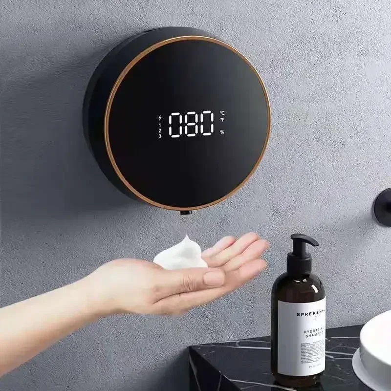 Infrared rechargeable wall mounted automatic sensor foam liquid soap dispenser with led display