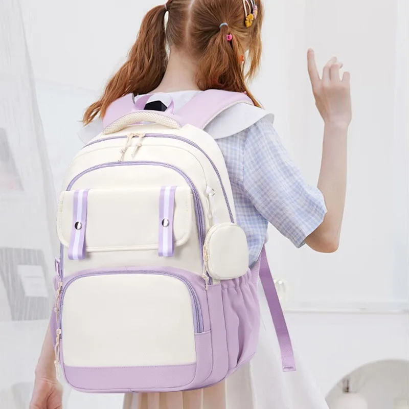 حقيبة ظهر ذات سعة كبيرة من Stitch Cartoon Daypack حقيبة سفر للتنقل حقيبة مدرسية للأطفال والبنات Mochila مع محفظة للعملات المعدنية