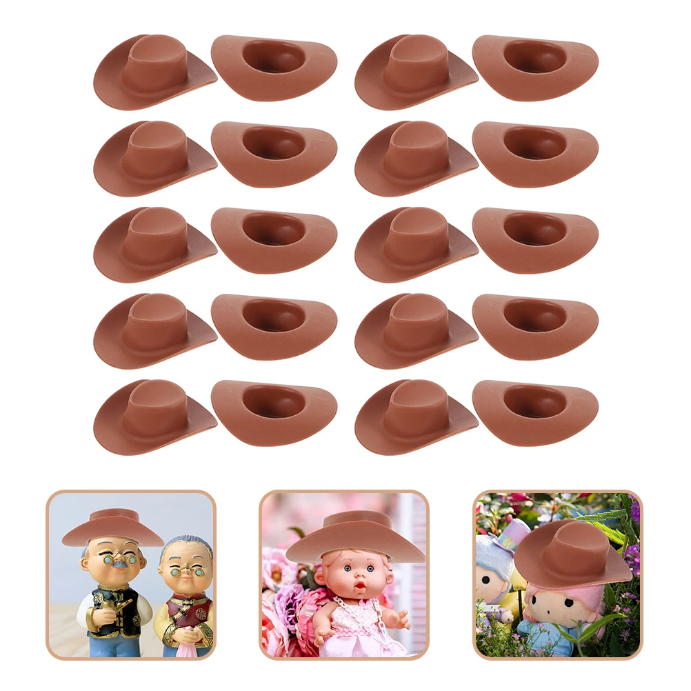 

40pcs Mini Western Hat Plastic For Crafts Decor Miniature House Accessories Birthday Party Gift Bulk To Paint Tiny Hats For Mini
