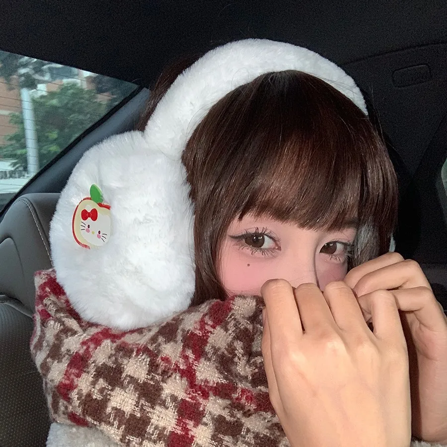 2025 New Woman Earmuffs Simple Fashion Black and White Plush Ear Muffs  Practical Ear Warmer for Winter New Year Gift