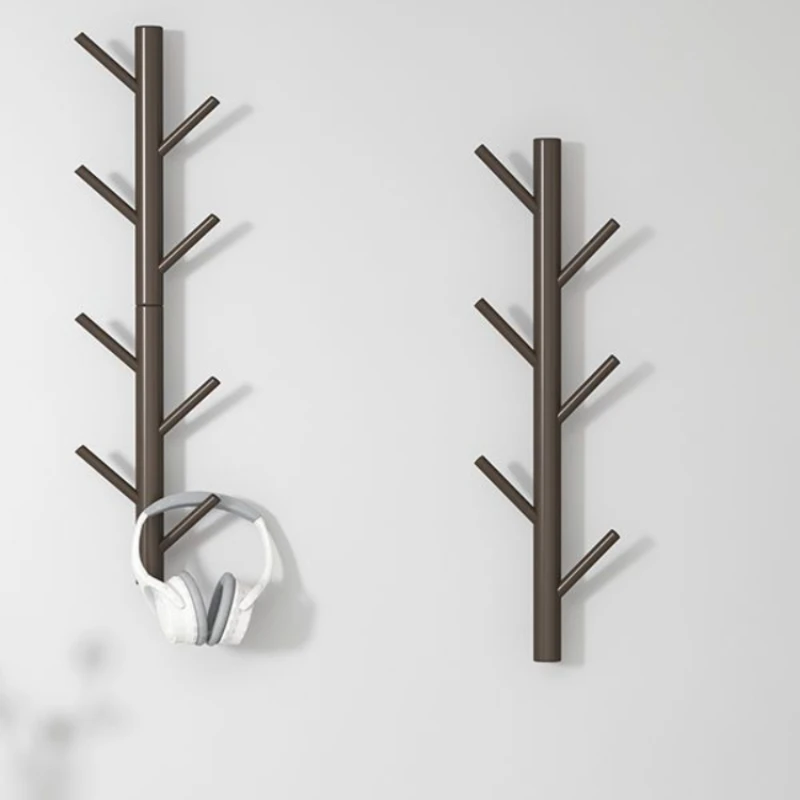 Wooden Wall Hanging Coat Rack Entry Porch Living Room Bedroom Furniture Metal Hangers House Decoration Tree Clothes Organization