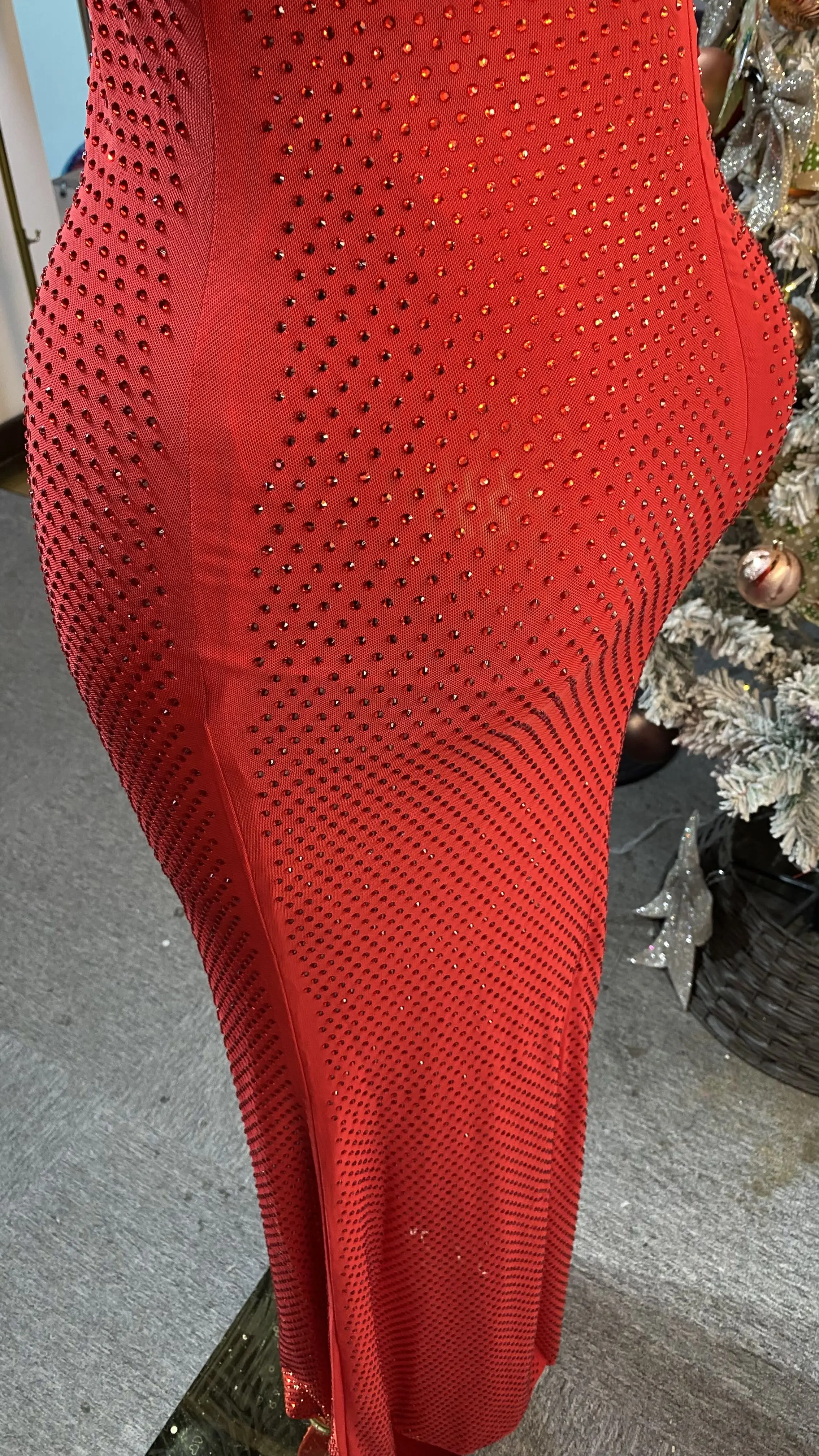 فستان سهرة أحمر بدون أكمام برقبة عالية للنساء على السجادة الحمراء-GZXX199 #4