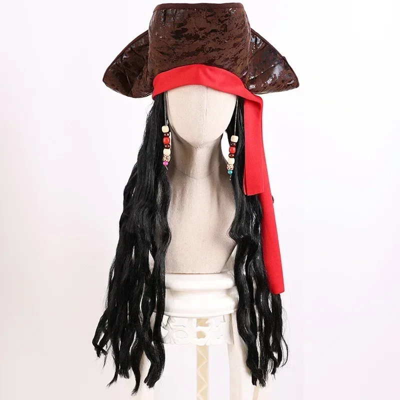 CosplayPerruque de Cosplay Pirati des Caraïbes pour Homme, Accessoires de Cheveux Bouclés Noirs, pour Halloween, services.com