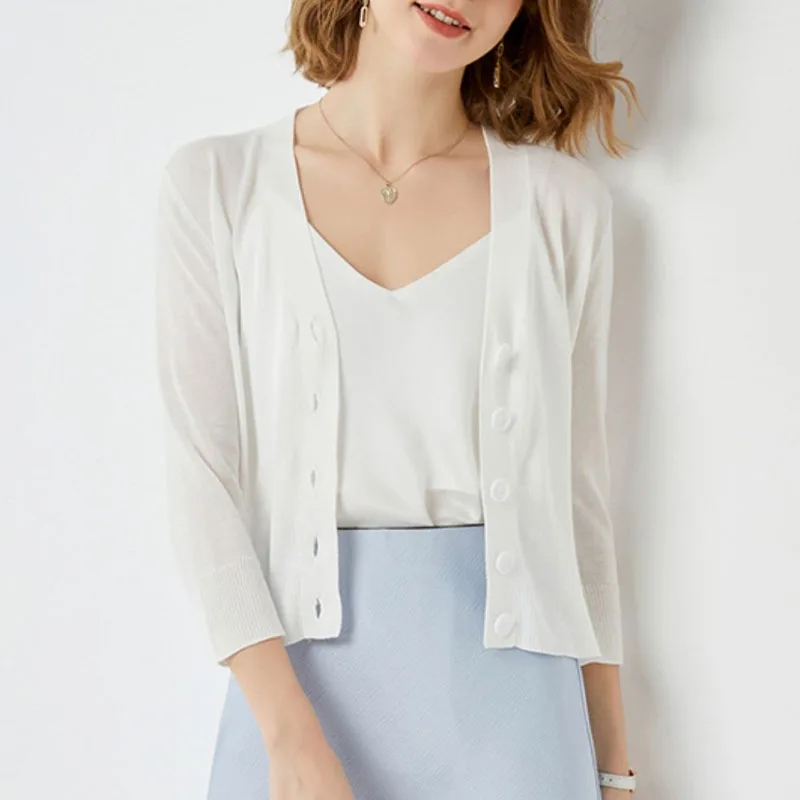 

Вязаный свитер, женские кардиганы, новый белый вязаный свитер с длинным рукавом и v-образным вырезом, кардиган, женские топы, трикотажные изделия Sueters De Mujer Q1223