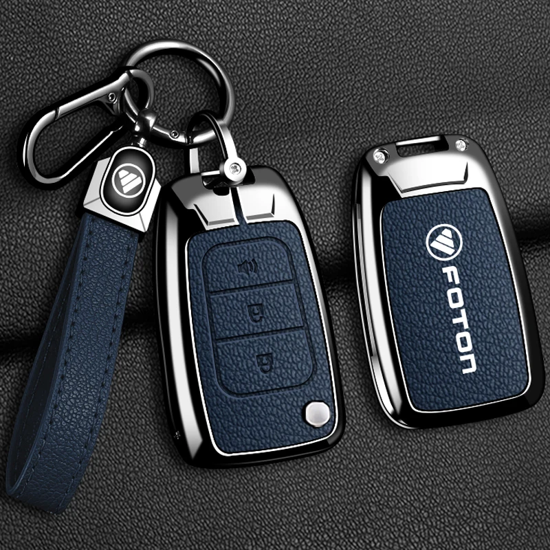Zinc Alloy Leather Car Key Cover Suitable for The New 24 Models of Foton Oumako S1/S3 PRO Folding Full Shell Keychain Accessoris