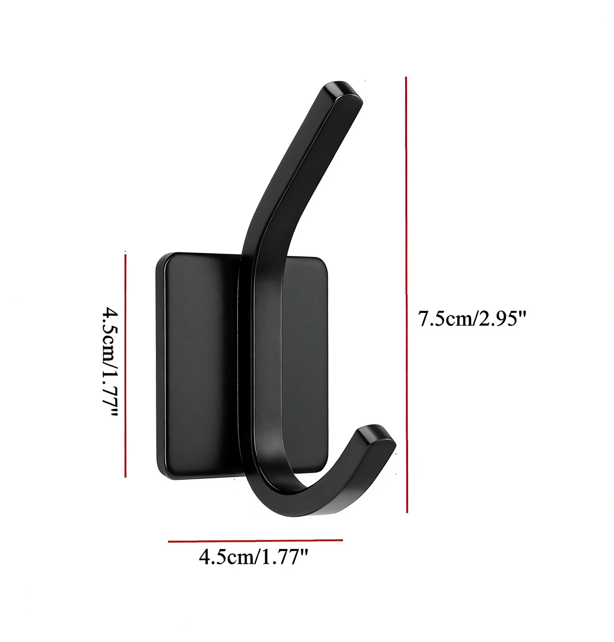 1/2/3/4Pcs Square Stainless Steel Heavy Duty Bathroom Towel Hooks Self Adhesive Coat Hooks  For Hanging Hats Coats Towels Robes