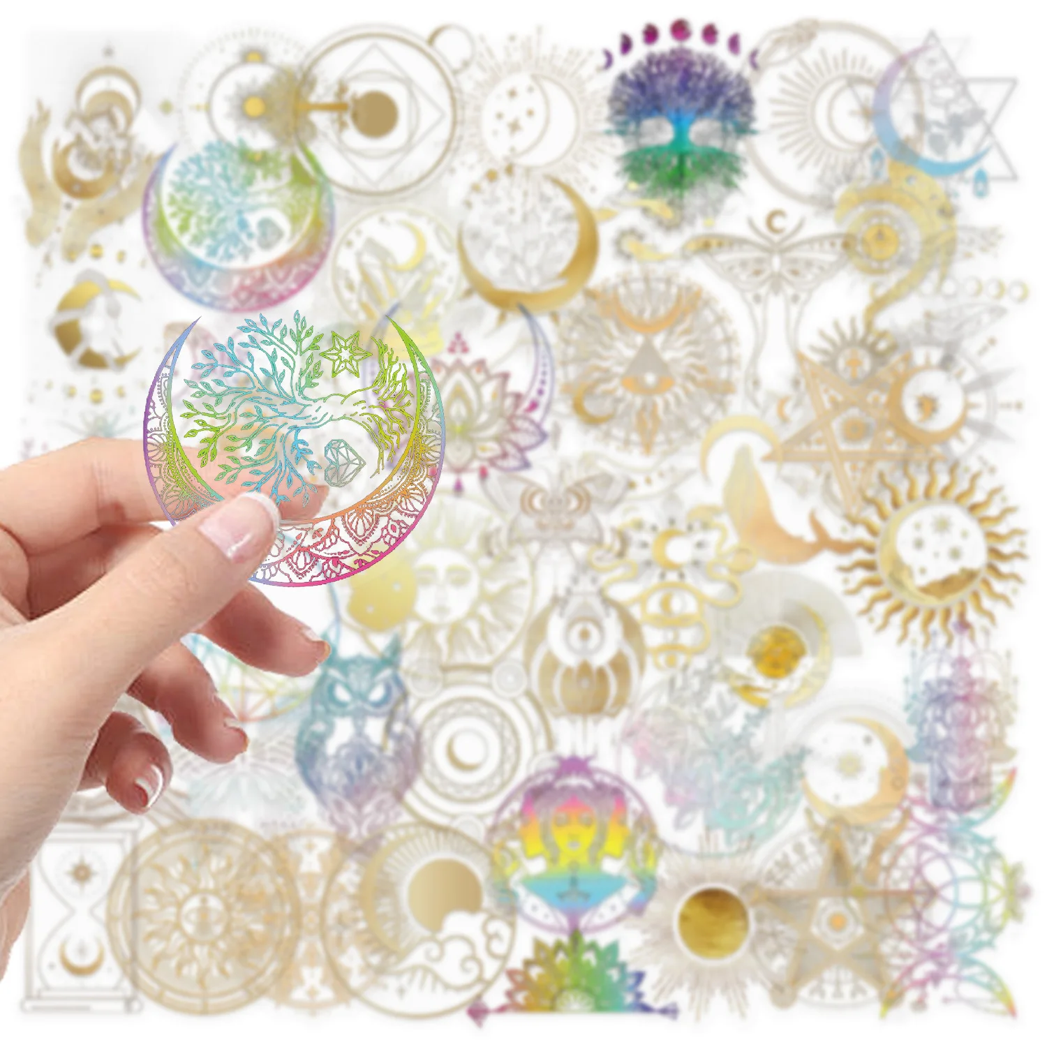 50 SZTUK Złote Astralne Ciało Wodoodporne Transparentne Kreatywne Naklejki Dekoracyjne Notatnik Gitara Walizka Kubek na Wodę Graffiti