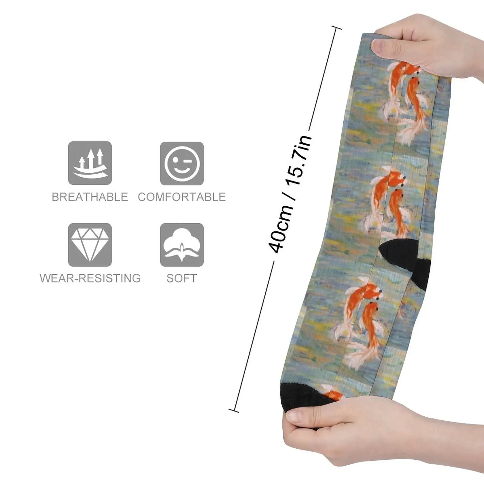 Pool of Delight - goldfish, playing, swimming, gentle, soothing, water Socks funny gifts Sports socks socks for men