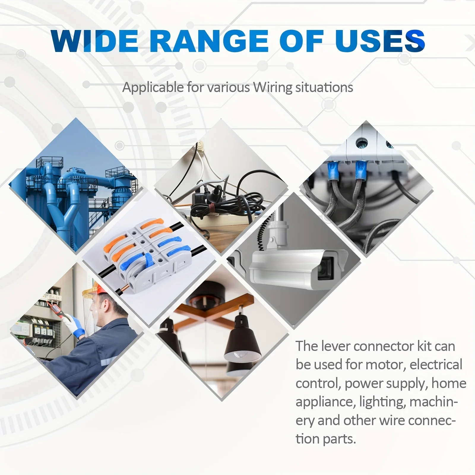 طقم موصلات سلك رافعة للاتصال السريع ، دفع في الربط المضغوط ، وصلات كهربائية ، مضمنة ، 10 من من من من 50 إلى 60