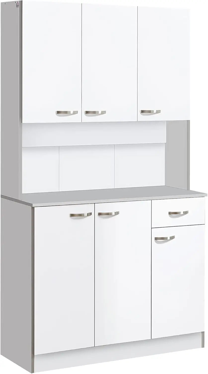 Kitchen Storage Cabinets, Pantry with 6 Doors, 3 Adjustable Shelves, and Drawer