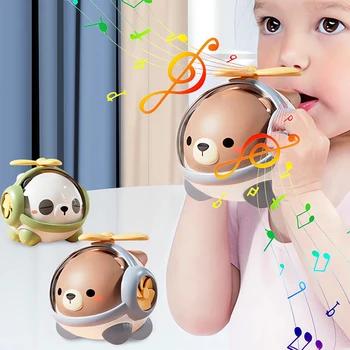 Zabawka Montessori dla niemowląt 3 w 1 Śliczne zwierzę Niedźwiedź Panda Helikopto Gwizdek Spinner Zabawka edukacyjna do podróży Prezent urodzinowy na Boże Narodzenie