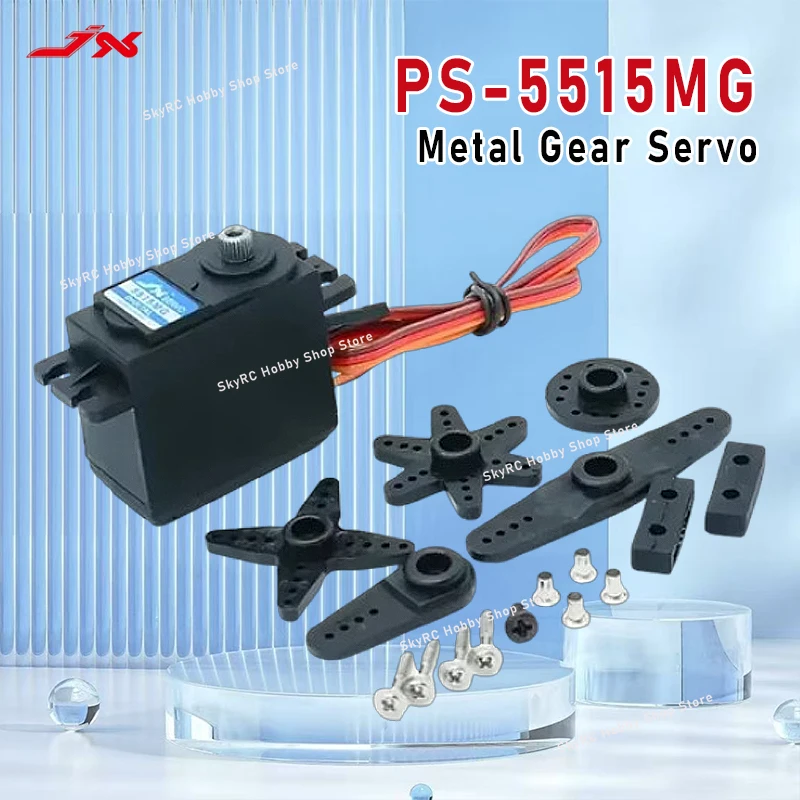 JX PS-5515MG 15.32 كجم - سم 6 فولت أجهزة تناظرية، 4.8 - 6 فولت 0.16 - 0.18 ثانية/60 °   2BB ميتال جير 265 ملم سلك 60 جرام RC سيرفو