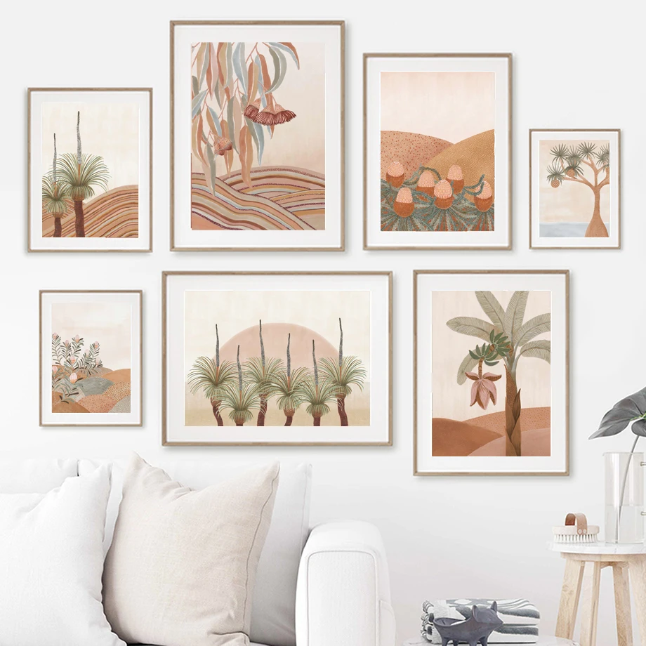 Abstract Boho Palm Dune Plant Wall Art Canvas Painting Nordic aesthetic Posters And Prints Wall Pictures For Living Room Decor