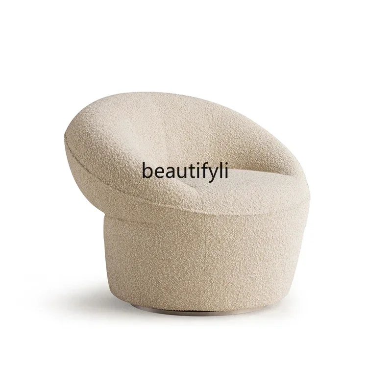 NQ52 Great discounts Original Personality Creative Lamb Fleece Fabric Single Sofa Chair Designer Hotel Homestay Leisure Chair