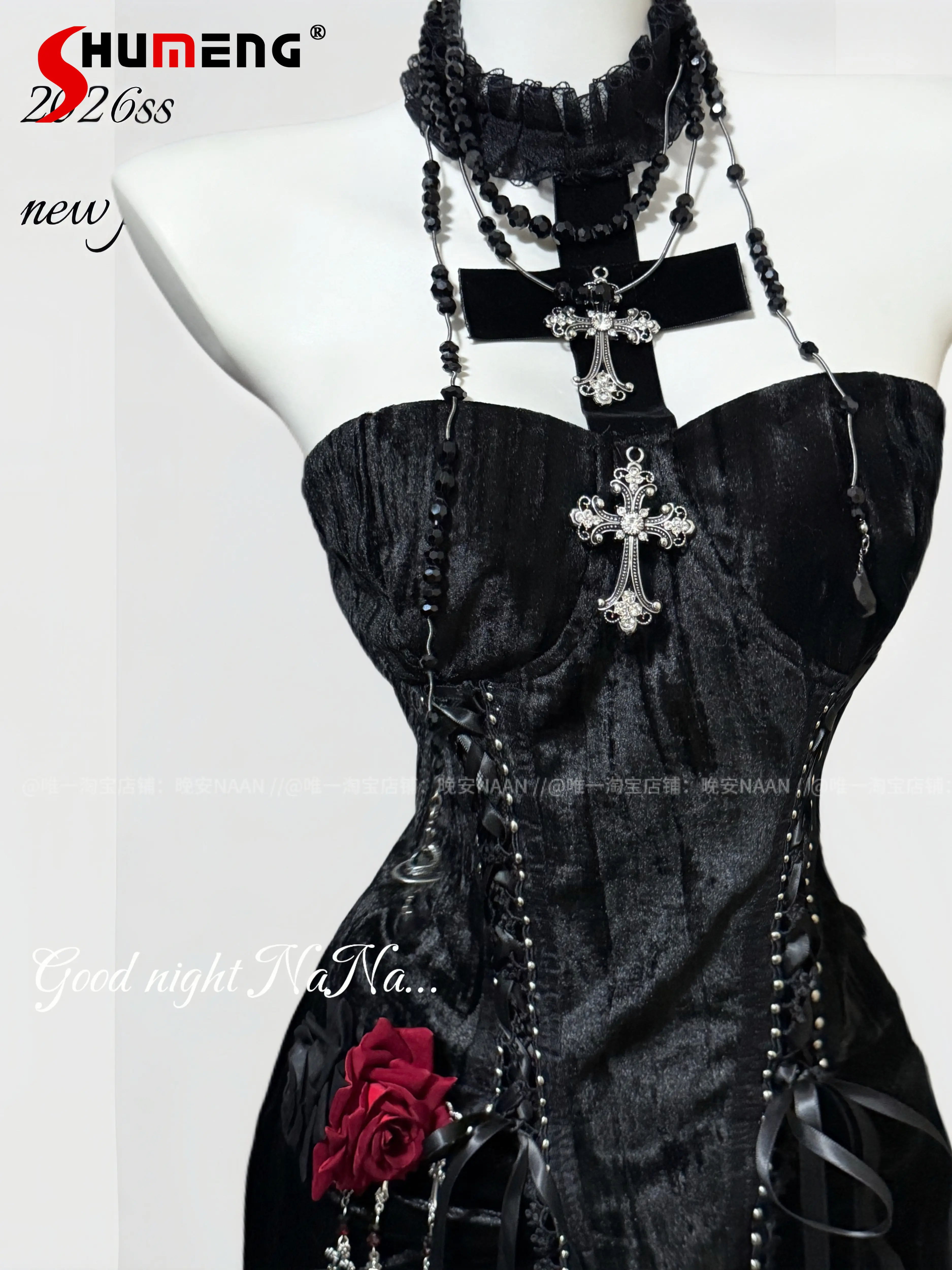 

Original Gothic Subculture Women's Matching Sets Spring New 2026 Women's Slim Elegant Fashion Neck Top Long Skirt 2-piece Set
